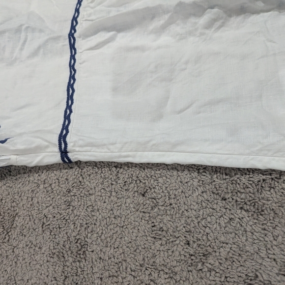 Boden White Linen Dress with Navy Embroidery - Picture 14 of 15